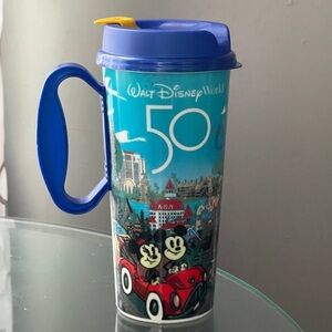 Whirley Walt Disney World 50th Anniversary Resort Blue Cup Mug 14oz BLUE
